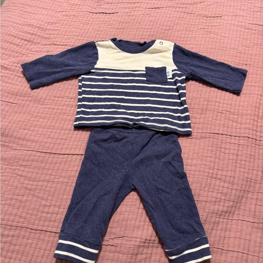 Navy and Cream Striped Kids Pajama Set